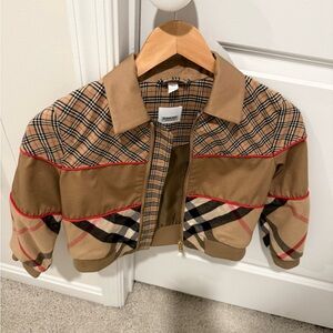 Burberry Kids Brown and Red Plaid Blazer